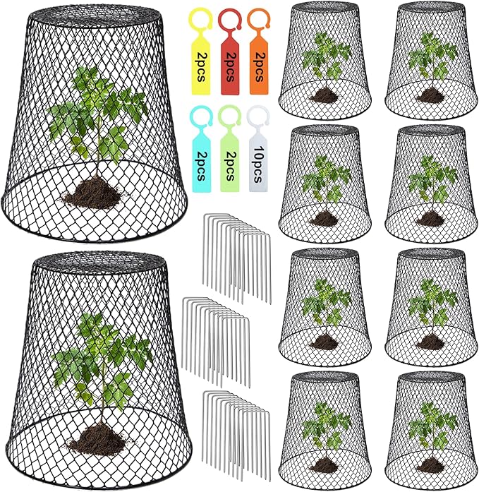 10 Pcs 9"Ã9" (Multiple Sizes/Quantities Available) Chicken Wire Plant Protectors from Animals, Plant Cage Garden Cloche to Protect Plants Vegetables from Rabbits Squirrels Chicken