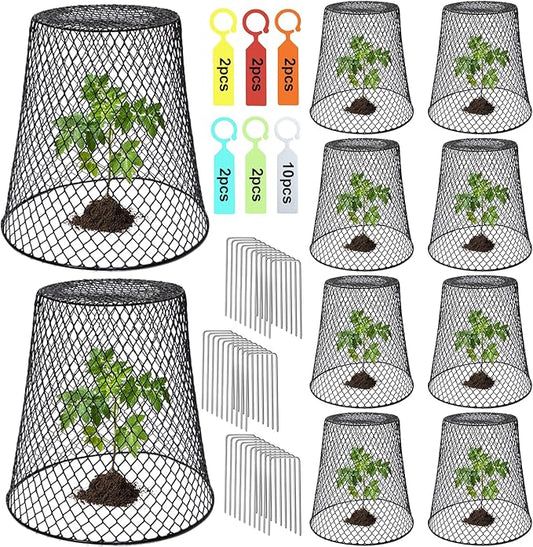 10 Pcs 9"Ã9" (Multiple Sizes/Quantities Available) Chicken Wire Plant Protectors from Animals, Plant Cage Garden Cloche to Protect Plants Vegetables from Rabbits Squirrels Chicken