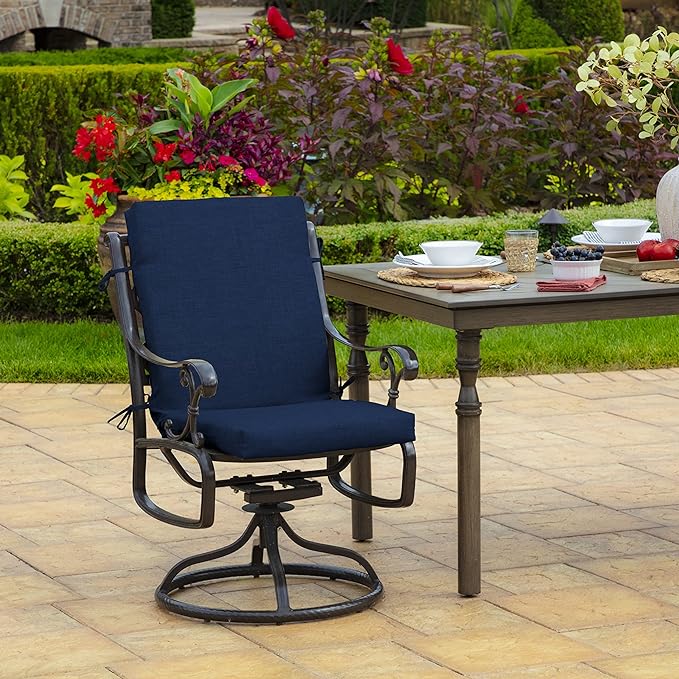 Arden 4-Pack Outdoor Patio Dining Chair Cushion, 20x44, Rain-Proof Seat Pad, Fade-Resistant Outdoor Cushion Sapphire Blue Leala