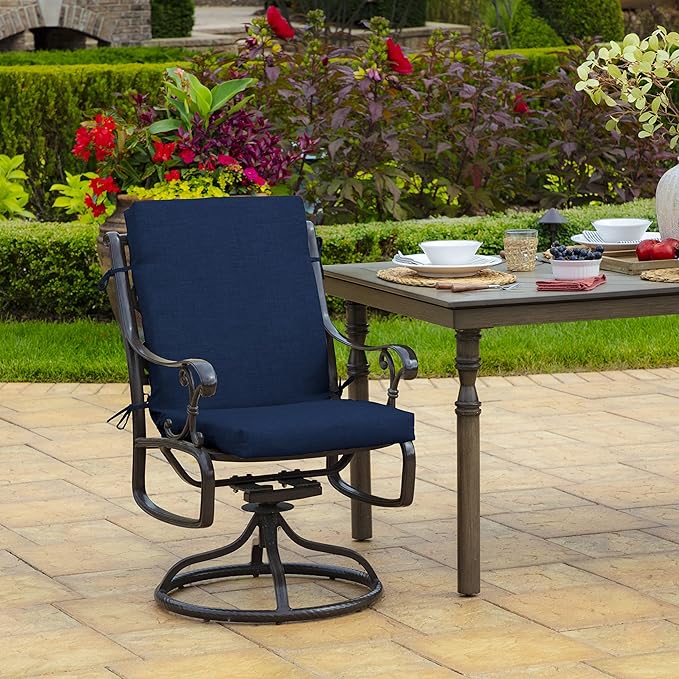 Arden Foam Outdoor Dining Chair Cushion, 20 x 44, Premium High-Density Foam, Never Flattens, Weather-Proof for Outdoor Chairs, Sapphire Blue Leala