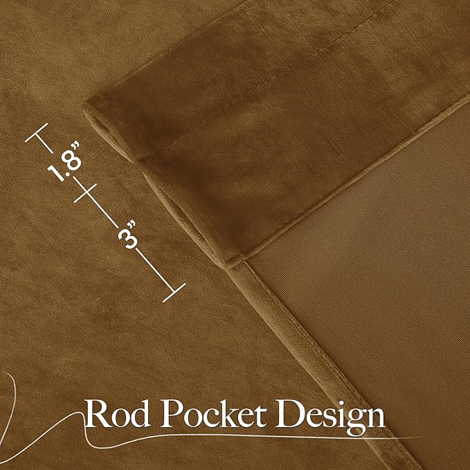 NICETOWN Gold Brown Velvet Curtains, Luxury and Soft Thermal Insulated Velvet