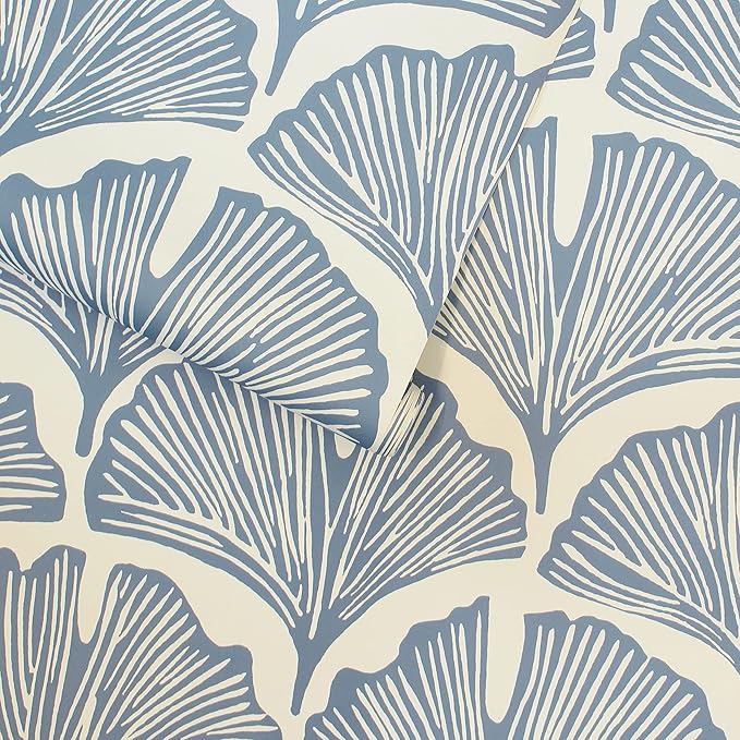 Tempaper x Novogratz Waverly Blue Feather Palm Removable Peel and Stick