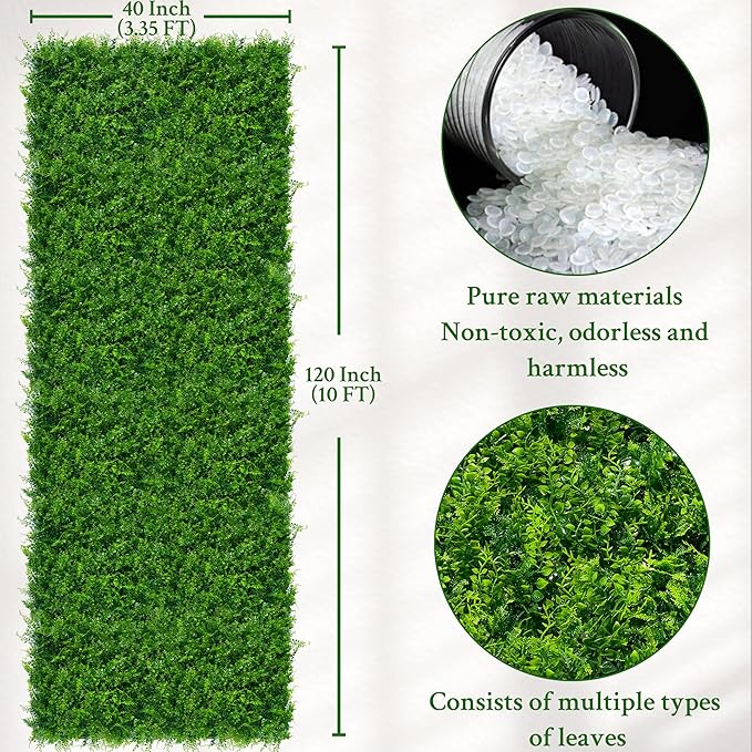 ODTORY Artificial Plants Hedge Wall Panels：40x120 Inch UV-Anti Greenery Boxwood
