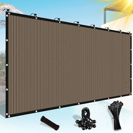 Shade&Beyond Customized Size 90% Sun Shade Cloth with Grommets, 10' X 14' Pergola Shade Cover Canopy, Mesh Tarp Sun Screens for Patio, Outdoor, Garden, Backyard, Mocha