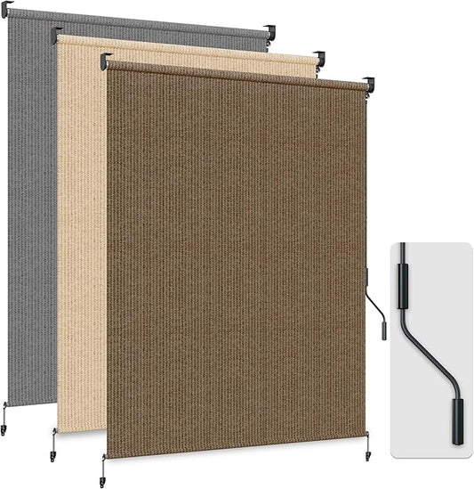 HOMEDEMO Outdoor Roller Shades for Patio, Sun Roller Shade Cloth Roll Blinds