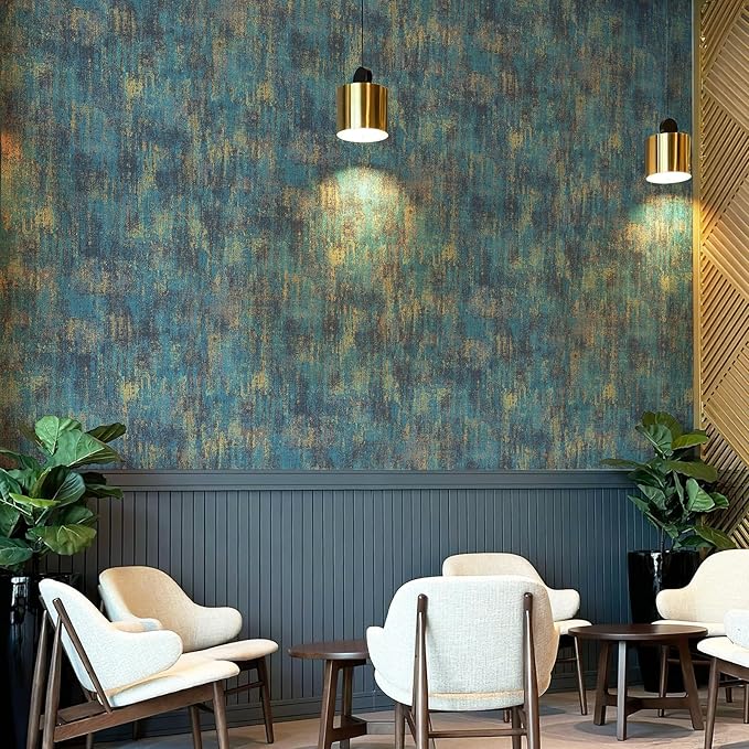 JiffDiff Vintage Metallic Peel and Stick Wallpaper Industrial Metallic Concrete