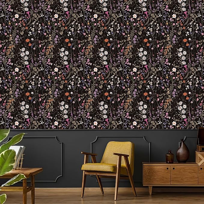 JiffDiff Floral Wallpaper Peel and Stick- 1181" x 17.3" Farm Wildwood Self