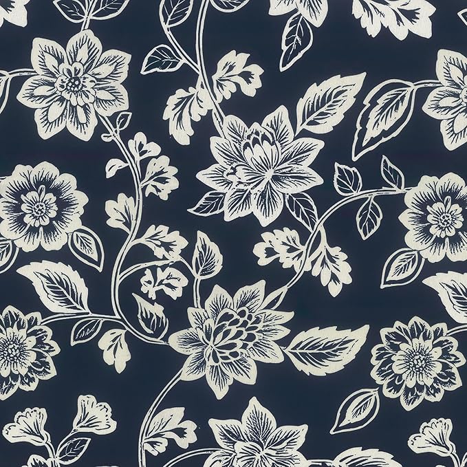 LVTXIII Outdoor Seat Cushions Seasonal Replacement Chair Cushions, Patio Chair Pads with Ties for Dining Chairs and Garden Furniture, Square Back, 19"x19"x2", 4 Pack, Elegant Vines Navy