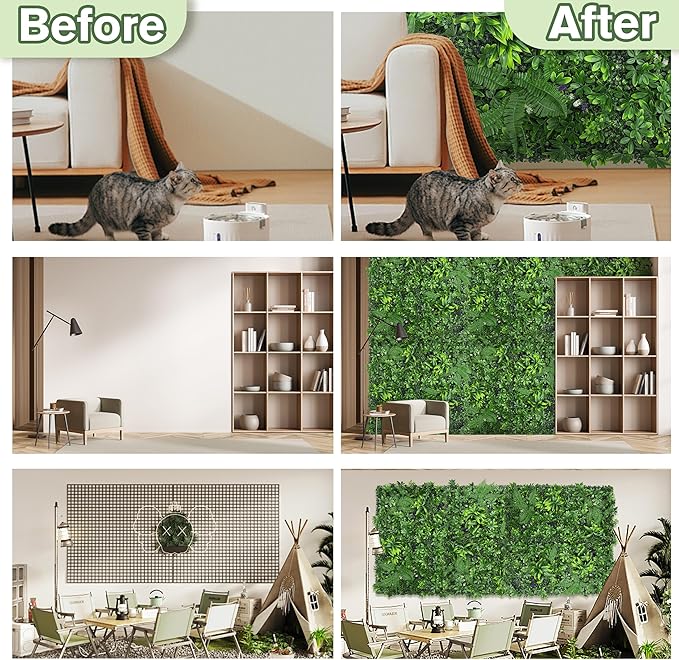 Artificial Green Boxwood Grass Wall Roll: 72"x128" UV Protected Ivy Privacy