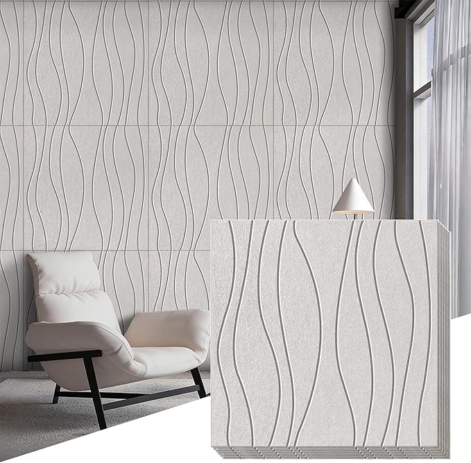 6 PCS Acoustic Panels, 23.6x23.6'' Self-Adhesive Soundproof Wall Panels
