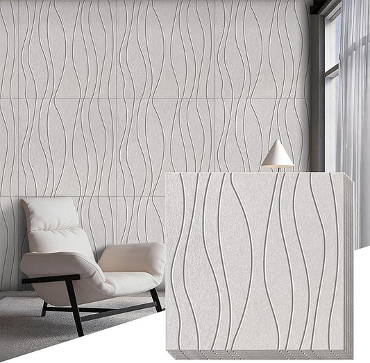 6 PCS Acoustic Panels, 23.6x23.6'' Self-Adhesive Soundproof Wall Panels