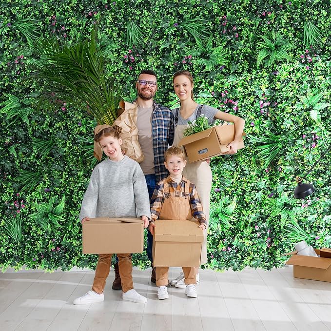 fanado Grass Wall Panels 20"x20", Artificial Hedge Greenery Wall Backdrop