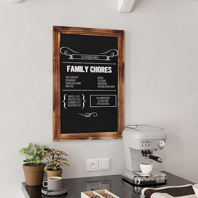HBCY Creations 20" X 30" Torched Brown Solid Wood Frame Wall Chalkboard