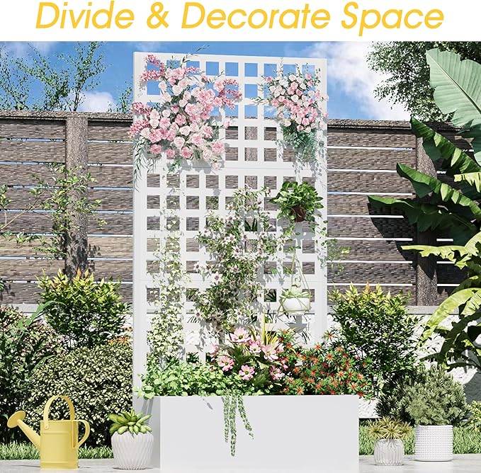 Metal Planter Box with Trellis, Planter Box Trellis with Privacy Screen and