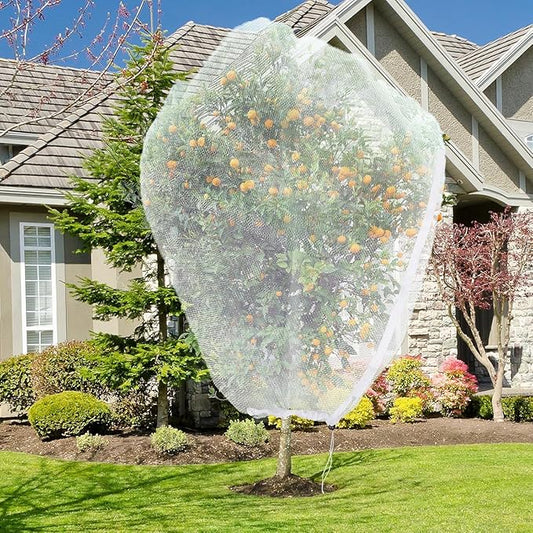 Large Fruit Tree Netting with Drawstring and Zipper, 12 * 12FT Garden Netting for Garden Protection, Insect Bird Netting for Fruit Trees, Protection from Anti Birds, Bugs,Cicadas, Insects