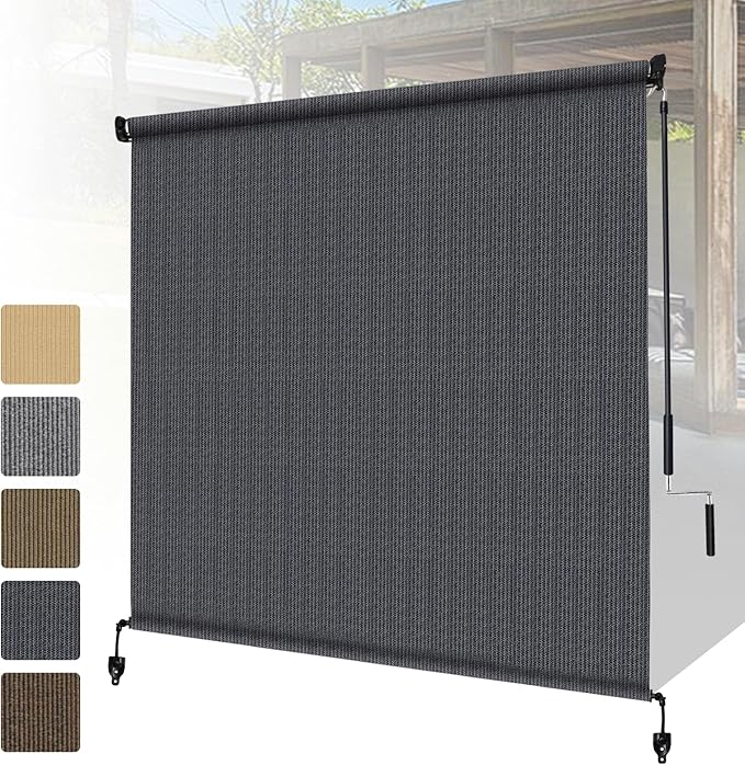 Shade&Beyond Custom Size Outdoor Roller Shades Cordless Patio Roll Up Blinds