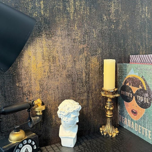 JiffDiff Vintage Metallic Peel and Stick Wallpaper Industrial Metallic Concrete
