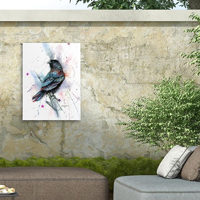 Outdoor Canvas Art - Dave Bartholet 'Stylized Raven' Wall Art for Outdoor Spaces, Patios, or Gardens by Trademark Fine Art