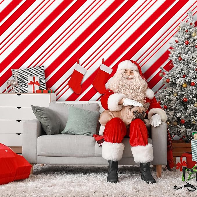 Kochorie 100 Ft x 54 Inch Christmas Candy Cane Striped Tablecloth Roll