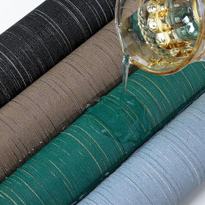 Teal Grasscloth Peel and Stick Wallpaper Texture Contact Paper 15.7" X 120"