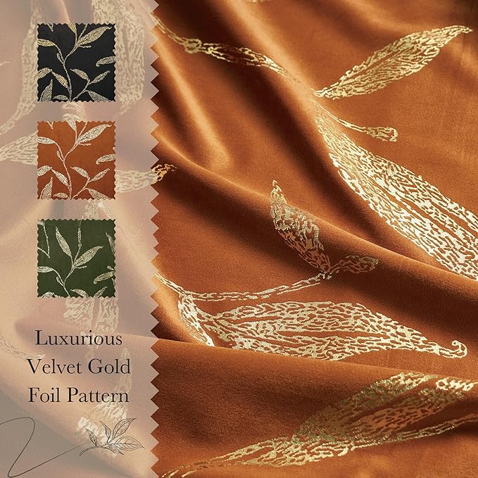 NICETOWN Burnt Orange Velvet Curtains 96" Long