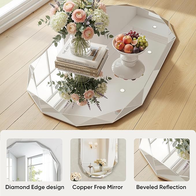 Suidia Bathroom Mirror, Frameless Bathroom Mirror