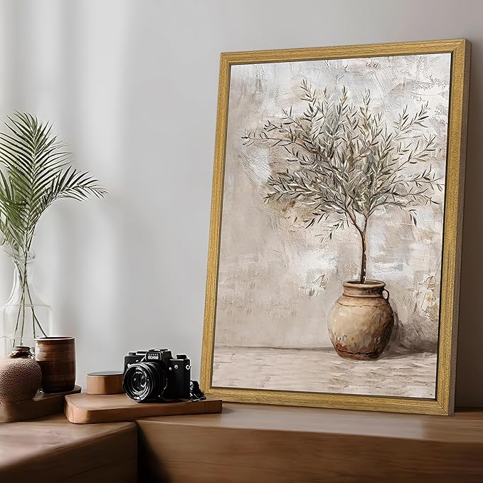 Vintage Olive Tree Canvas Wall Art, Farmhouse Aesthetic Oil Painting, Rustic