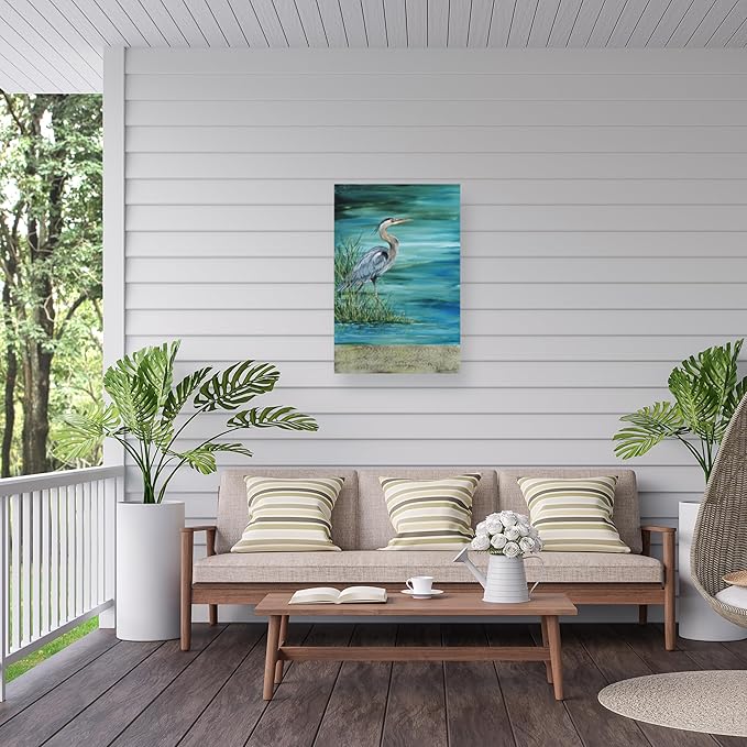 Outdoor Canvas Art - Jean Plout 'Great Blue Heron' Wall Art for Outdoor Spaces, Patios, or Gardens by Trademark Fine Art
