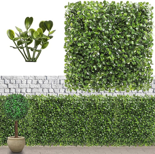 Luyue 12PCS 10”×10” Boxwood Panels, Artificial Grass Wall Panels Fake Greenery