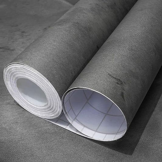 Gray Concrete Wallpaper 15.7in x 360in, Dark Gray Cement Contact Paper 3D Matte