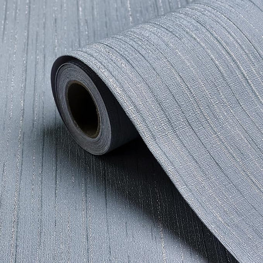Blue Grasscloth Peel and Stick Wallpaper Texture Self-Adhesive Contact Paper