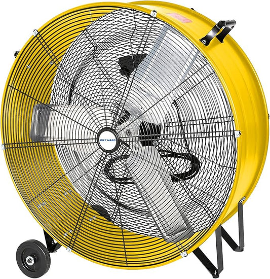 BILT HARD 13000 CFM 30" High Velocity Drum Fan, 2-Speed Heavy Duty Industrial Shop Fan for Garage, Warehouse, Workshop, Commercial, Factory and Basement, UL Listed, Yellow