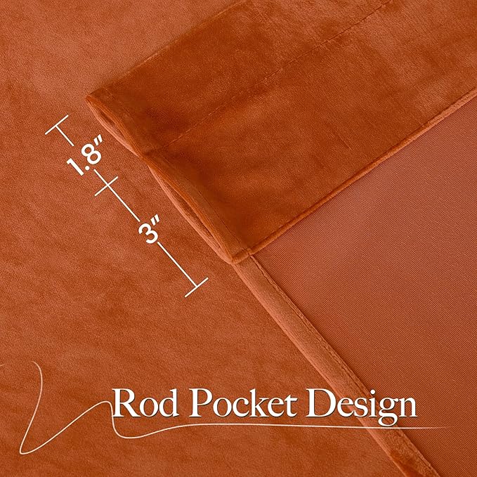 NICETOWN Orange Velvet Curtains 90 inch Long