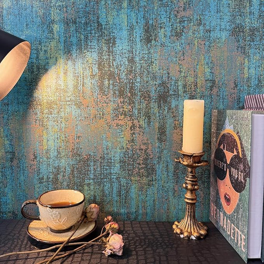 JiffDiff Vintage Metallic Peel and Stick Wallpaper Industrial Metallic Concrete