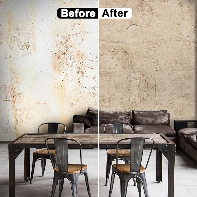 WADILE Beige Concrete Wallpaper 15.7 in * 118 in, Cement Contact Paper 3D Matte