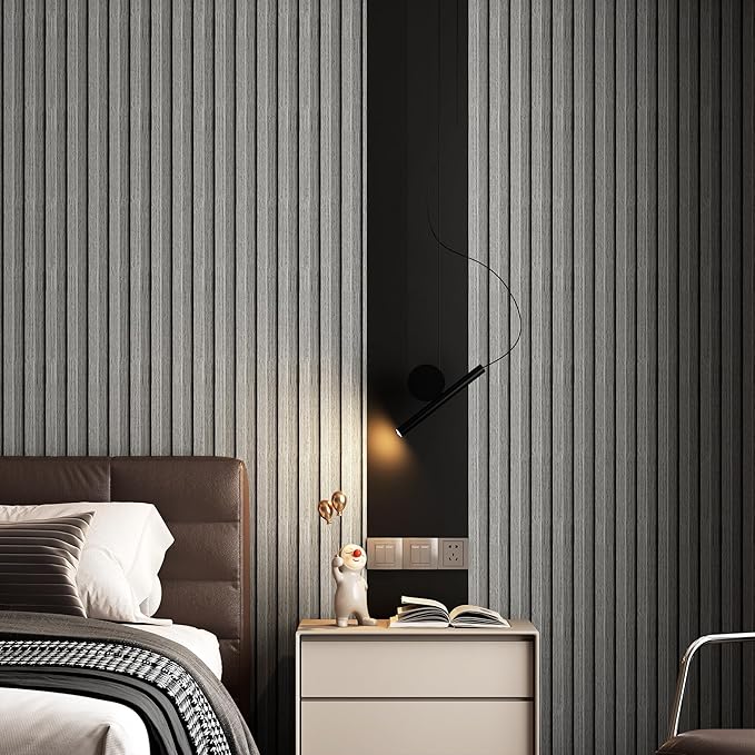 Peel and Stick PVC Slat Wall Panels, Wood Grain Self-Adhesive Soundproof