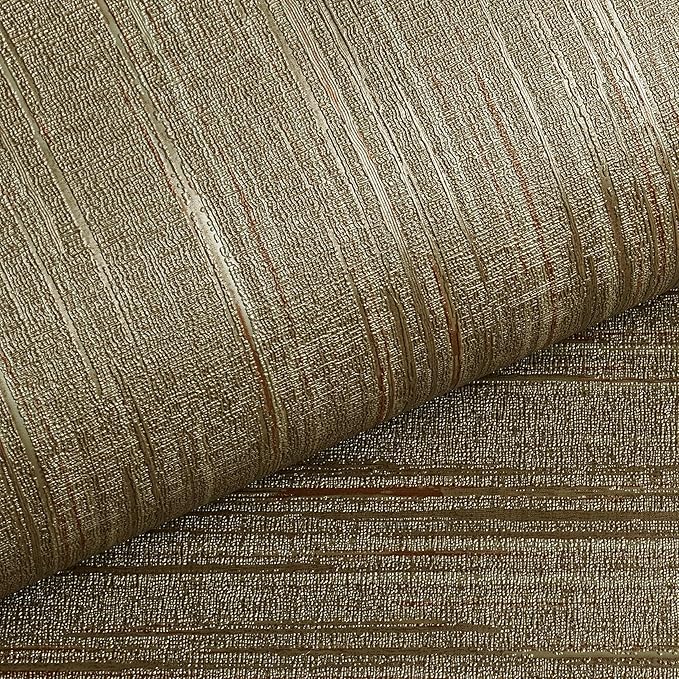 Livelynine Gold Grasscloth Peel and Stick Wallpaper Textured Accent Wall Paper