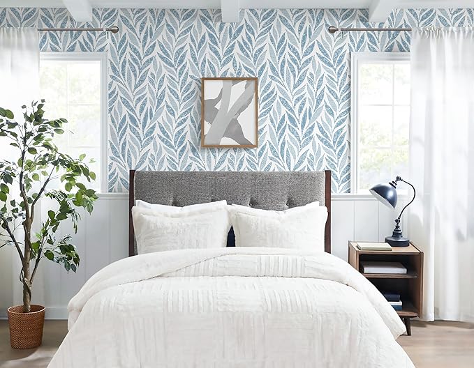 Safiyya 787"x17.3" Blue Peel and Stick Wallpaper Boho Contact Paper Modern