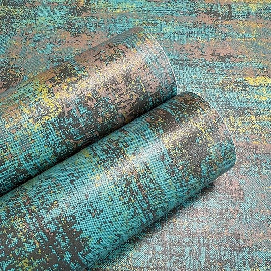 JiffDiff Vintage Metallic Peel and Stick Wallpaper Industrial Metallic Concrete