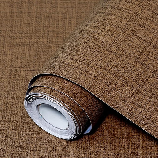 Brown Grasscloth Peel and Stick Wallpaper 17.3"x1200" Faux Linen Textured