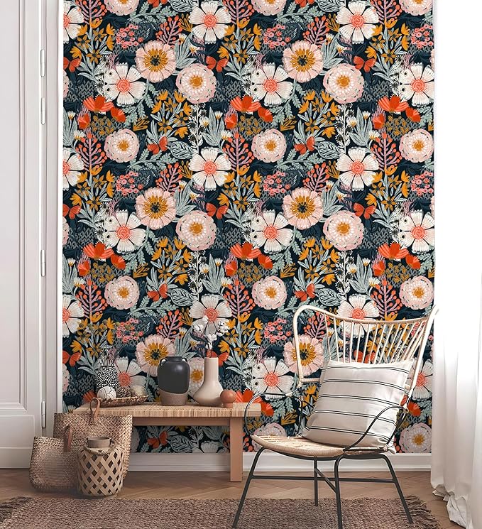 HAOKHOME Boho Peel and Stick Wallpaper Floral Wall Paper Removable