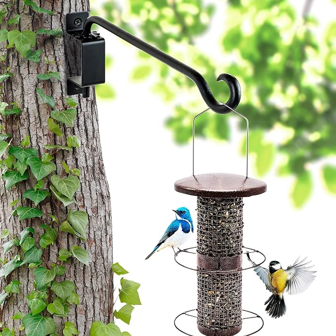 Qiang Ni Plant Hanger Outdoor: 12 Inch Bird Feeder Bracket for Garden Patio Decor - 2 PCS Swivel Adjustable Wall Mount Plant Hook for Hanging Flower Baskets