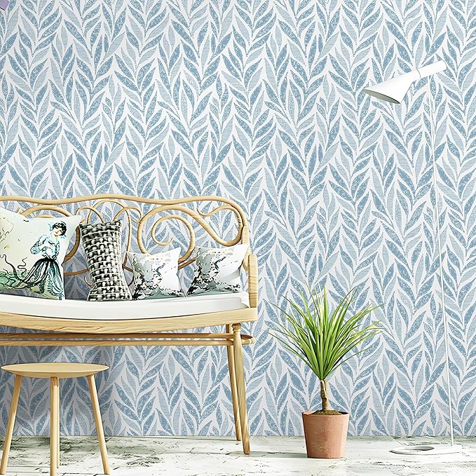 Safiyya 393"x17.3" Blue Peel and Stick Wallpaper Boho Contact Paper Modern