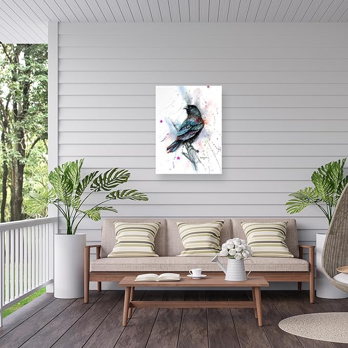 Outdoor Canvas Art - Dave Bartholet 'Stylized Raven' Wall Art for Outdoor Spaces, Patios, or Gardens by Trademark Fine Art