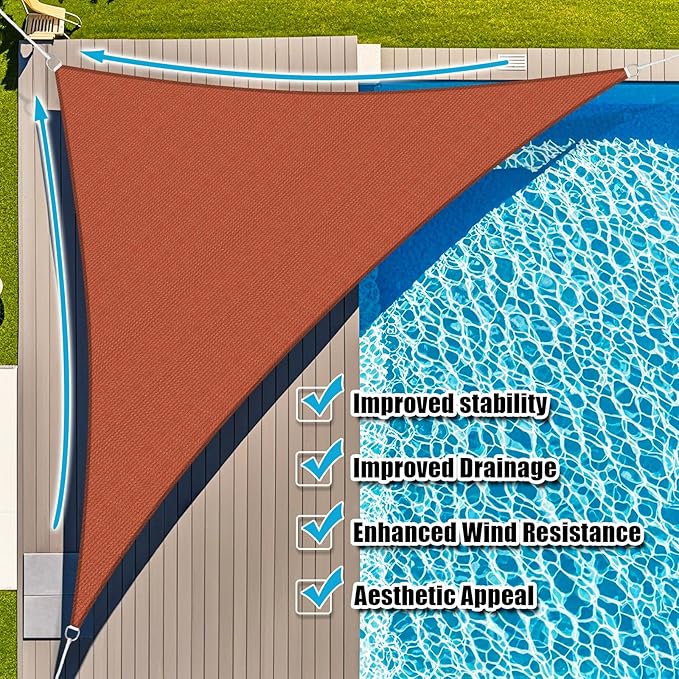 Amagenix Sun Shade Sail 8X11X13.6 Curved Edge Outdoor Shade Canopy Rust Red Breathable 95% UV Block Shade Cloth for Patio Garden Backyard (We Make Custom Size)