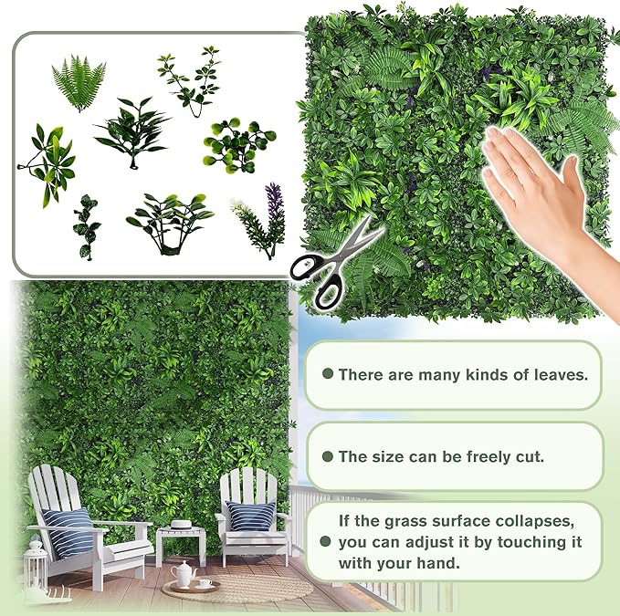 Artificial Green Boxwood Grass Wall Roll: 72"x128" UV Protected Ivy Privacy