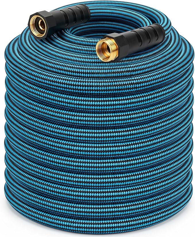 NON-EXPANDABLE 100 ft Garden Hose, Heavy Duty Flexible Water Hose, Kink Resistant Lightweight Hybrid Hose with Durable Fabric Skin, Leakproof Hose Male to Female Fittings