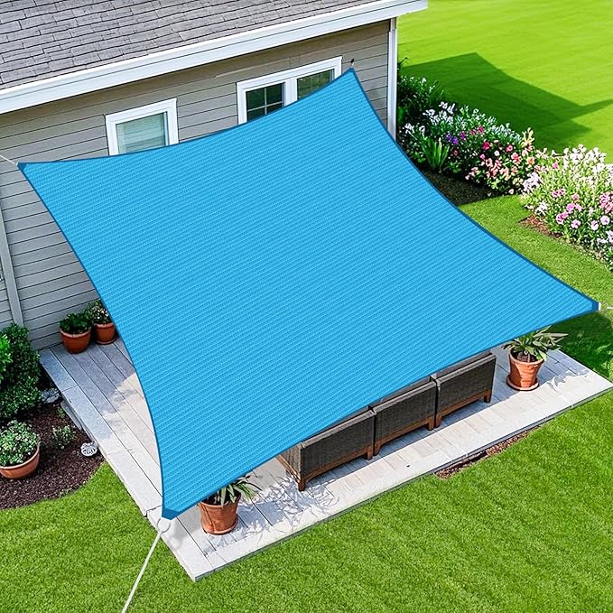 Amagenix Sun Shade Sail 16X26 Curved Edge Outdoor Shade Canopy Turquoise Mixed Breathable 95% UV Block Shade Cloth for Patio Garden Backyard (We Make Custom Size)