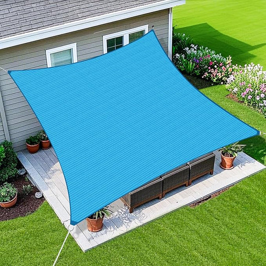 Amagenix Sun Shade Sail 20'X24' Curved Edge Outdoor Shade Canopy Turquoise Mixed Breathable 95% UV Block Shade Cloth for Patio Garden Backyard (We Make Custom Size)