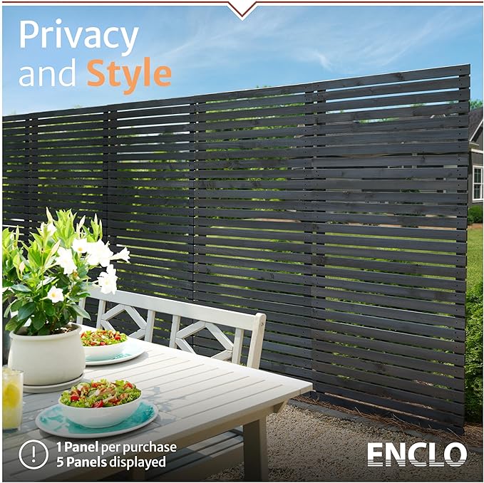 6ft H x 3.1ft W No Dig Enclo Aspen Charcoal Wood Privacy Screen, Decorative